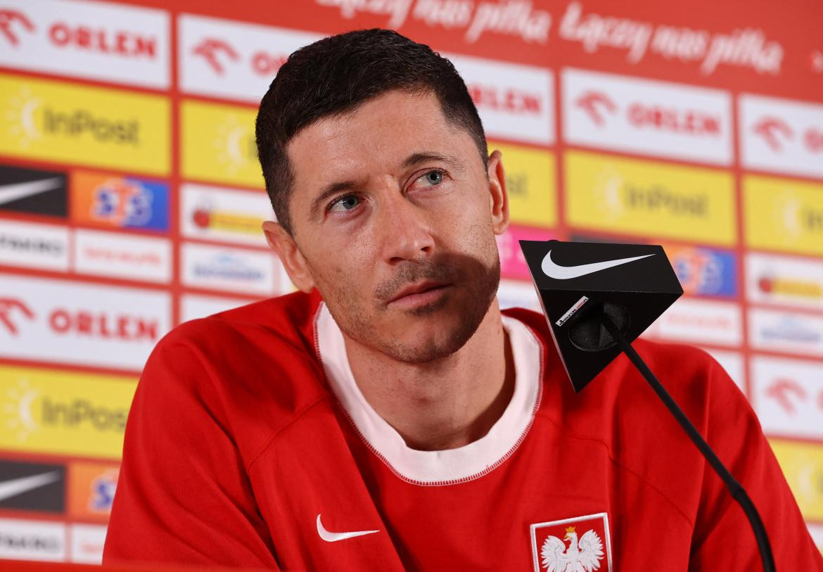 Robert Lewandowski; conferencia de prensa de Polonia. Foto: Reuters.