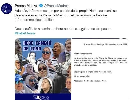 Tuit de Madres de Plaza de Mayo, Twitter