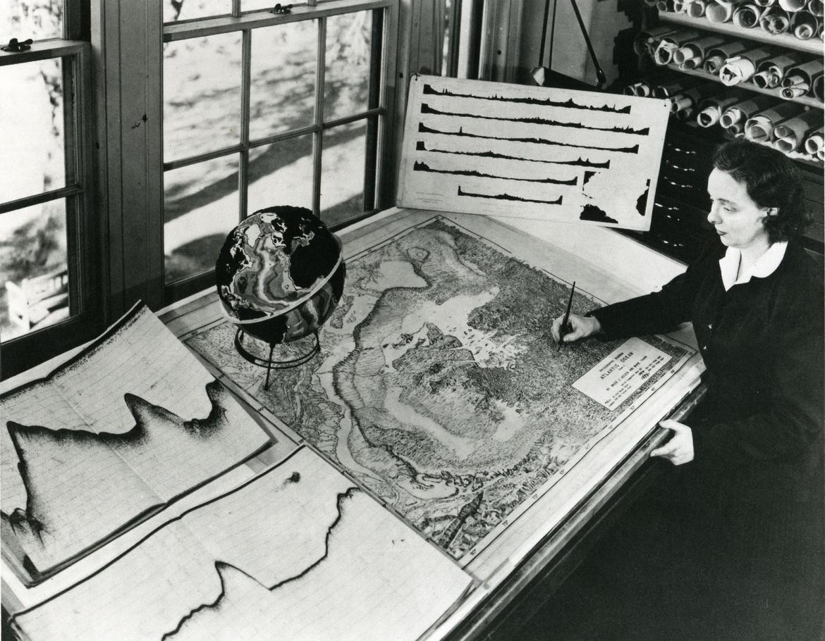Marie Tharp, cartógrafa. Foto: Télam