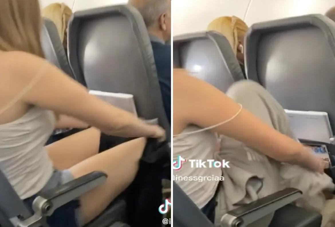 Viral en Tik Tok: la filmaron en un avión de Estados Unidos en una insólita situación