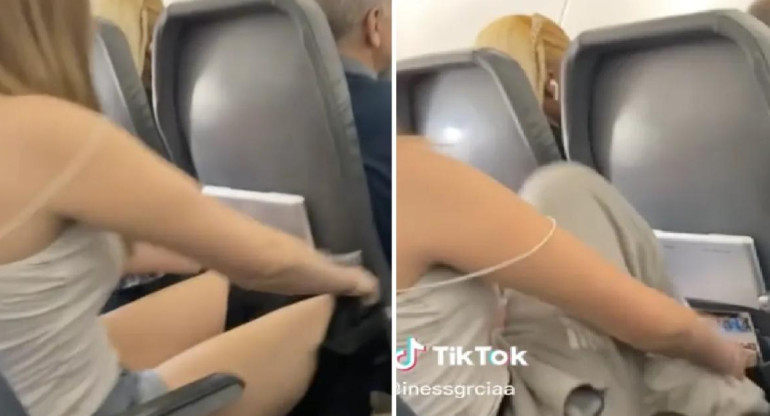 Viral en Tik Tok: la filmaron en un avión de Estados Unidos en una insólita situación