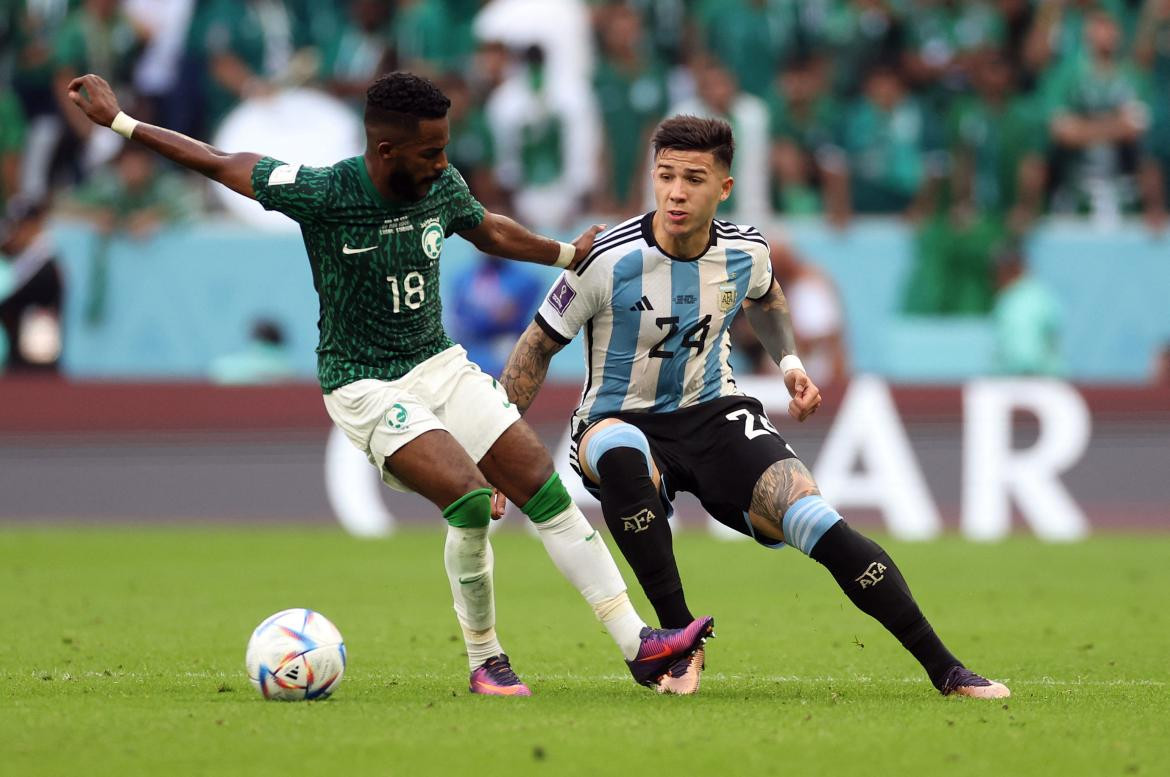 Enzo Fernández; Argentina-Arabia Saudita; Qatar 2022. Foto: Reuters.