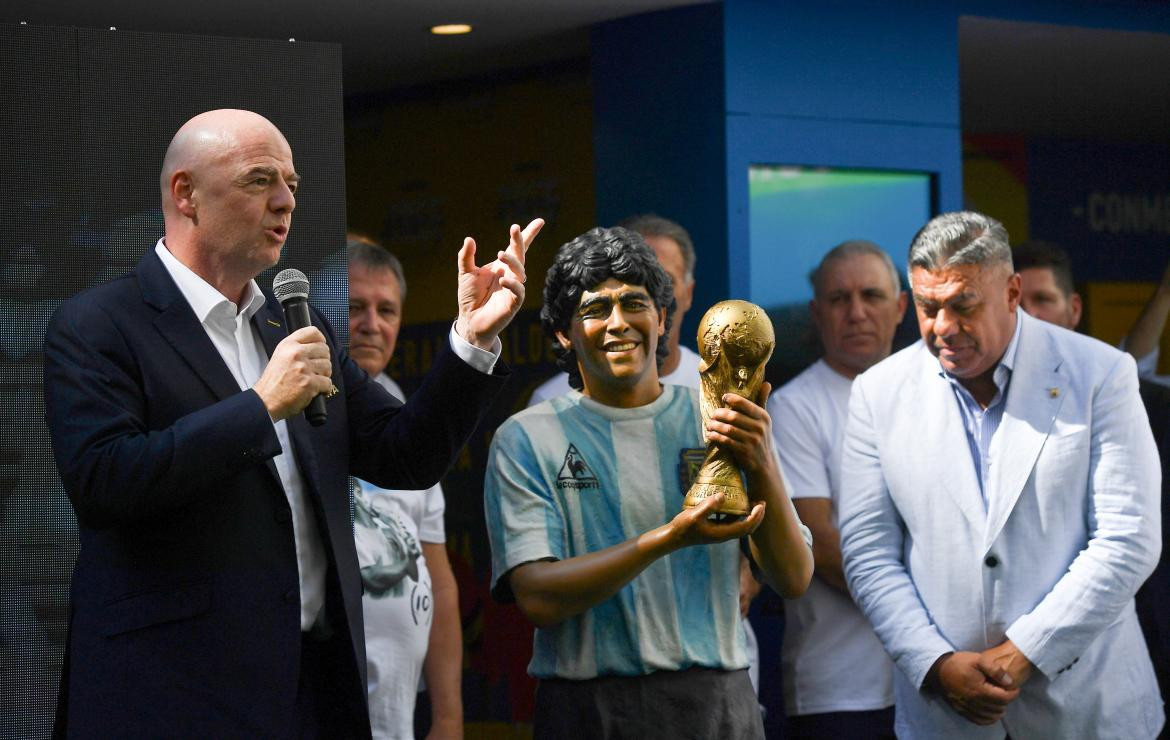 Homenaje a Maradona en Qatar. Foto: TELAM.