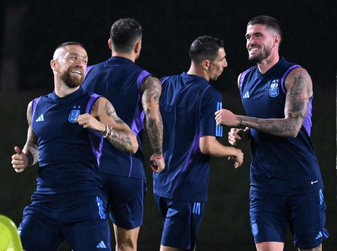 Entrenamiento de Argentina de cara al partido con México. Foto: NA