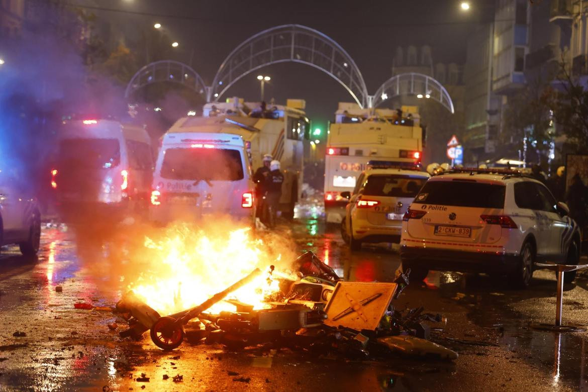 Disturbios en Bélgica tras perder en el Mundial de Qatar. Foto: EFE.