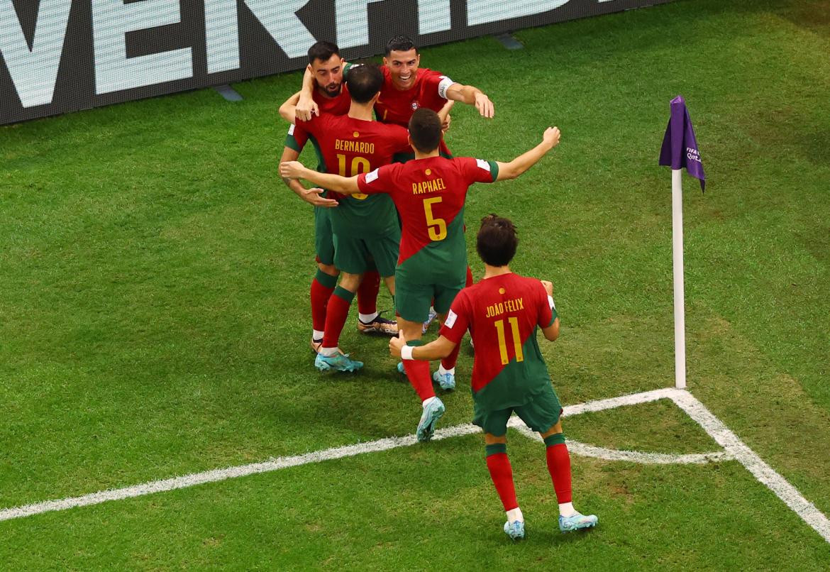 El festejo de Portugal ante Uruguay; Qatar 2022. Foto: Reuters.