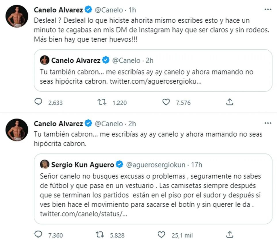 Canelo Álvarez le responde al Kun Agüero. Foto: Twitter.