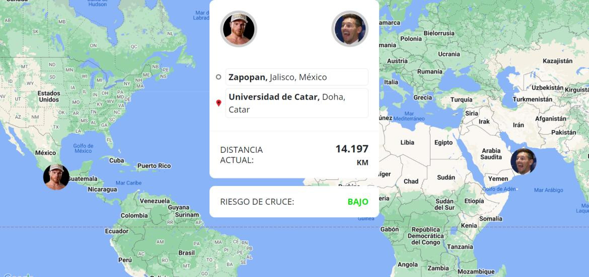 La distancia en este momento. Foto: captura página web Messimetral