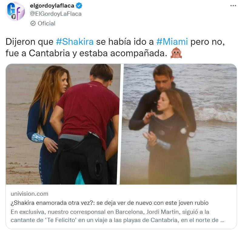 Shakira acompañada. Foto: Twitter/elgordoylaflaca