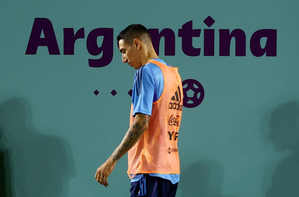 Ángel Di María en entrenamiento de Argentina. Foto: NA.