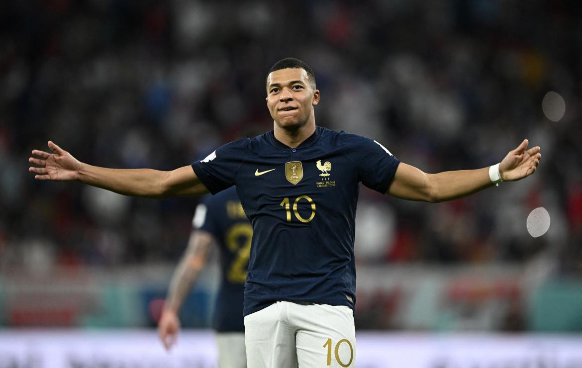 Kylian Mbappé igualó a Messi; Francia-Polonia; Qatar 2022. Foto: Reuters.