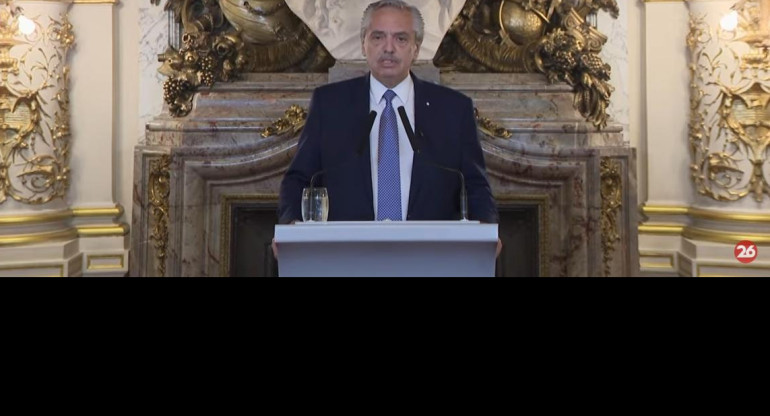 Alberto Fernández habló en cadena nacional, captura de video