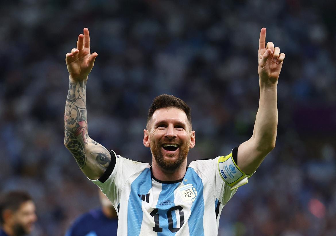 Festejo de Messi; PBA-ARG; Qatar 2022. Foto: Reuters.