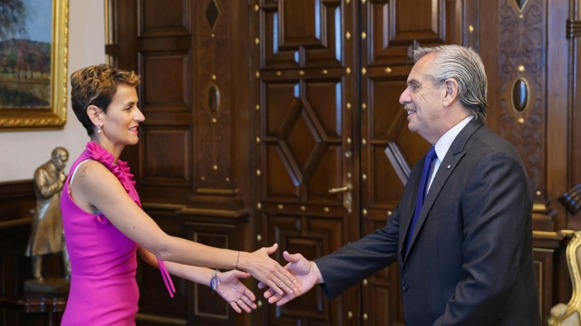 Alberto Fernández, María Victoria Chivite Navascués. Foto: Presidencia