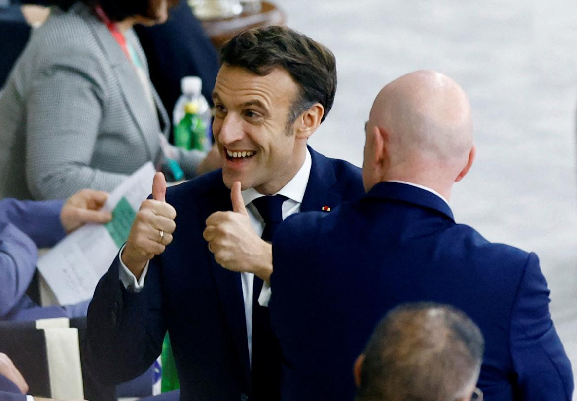 Emmanuel Macron en el partido de Francia y Marruecos. Foto: Reuters