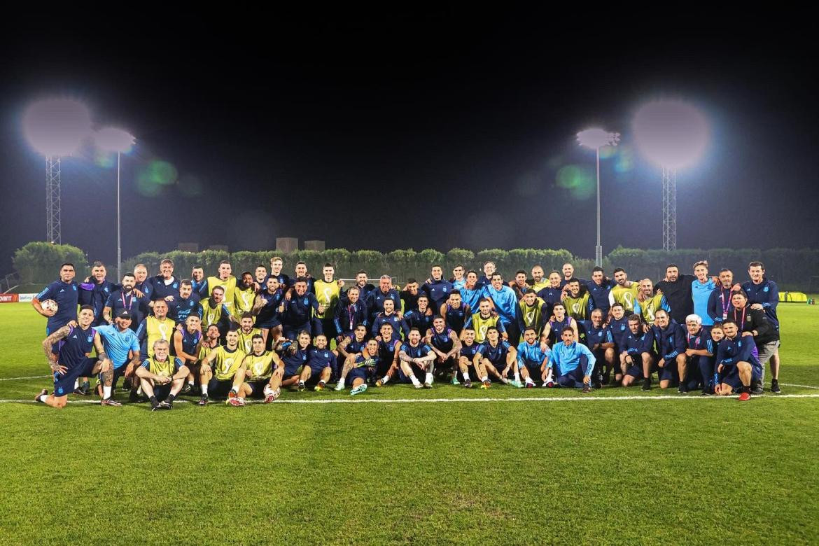 El último entrenamiento de Argentina en Qatar. Foto: NA.