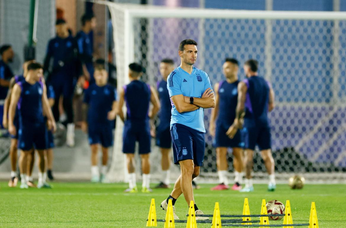 Lionel Scaloni; último entrenamiento de Argentina. Foto: Reuters.