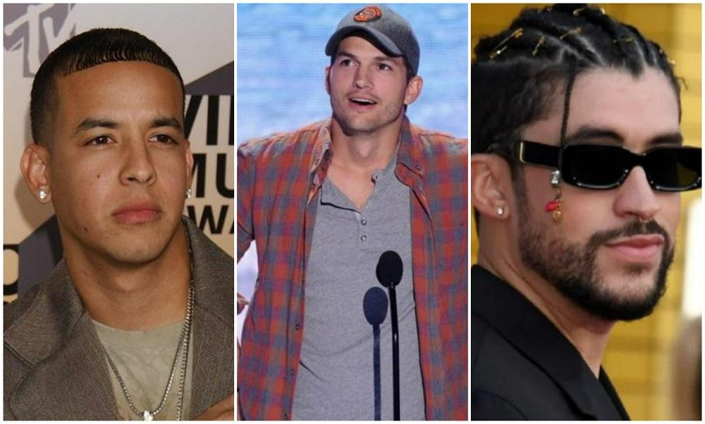 Daddy Yankee, Ashton Kutcher, Bad Bunny. Fotos: archivo.