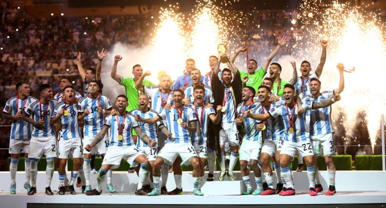 El festejo de la Selección Argentina en Qatar 2022. Foto: Reuters.