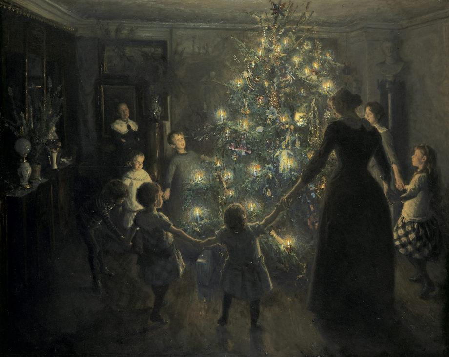 Óleo de Glade Jul. Viggo Johansen de 1881 sobre los primeros árboles navideños