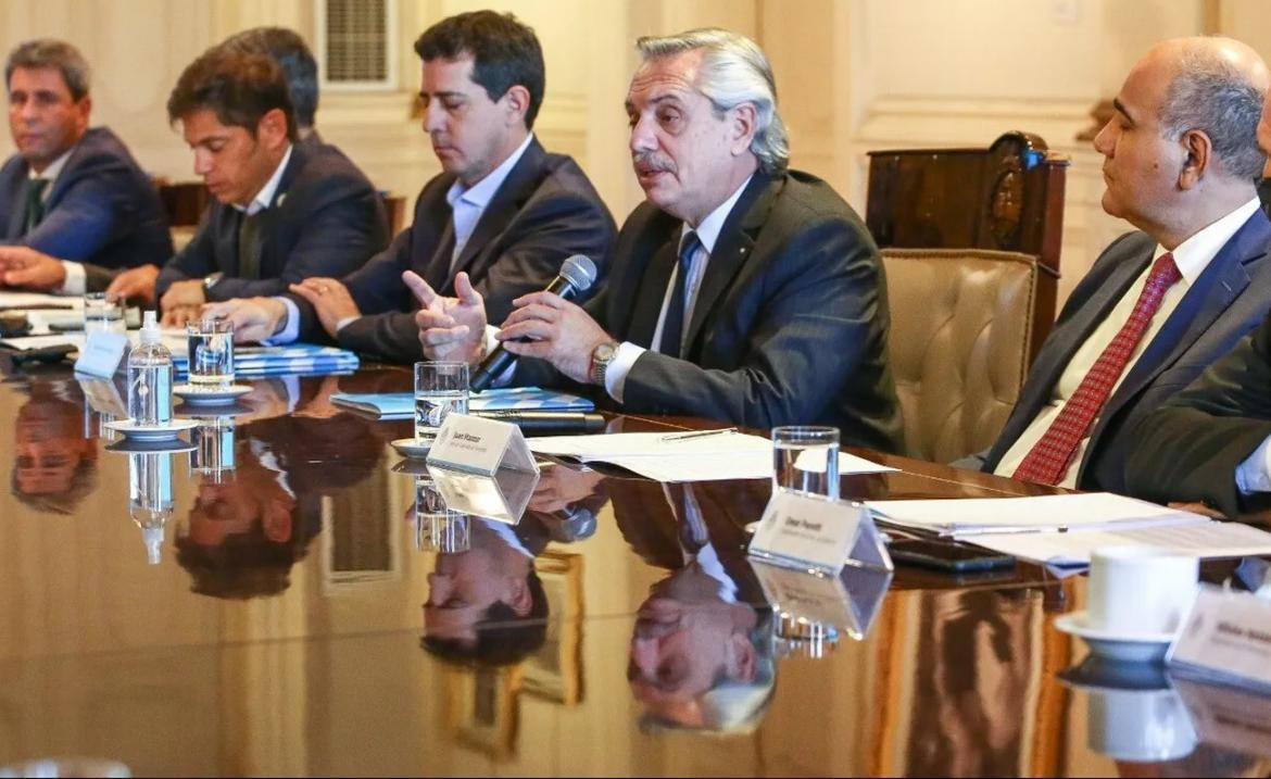 El presidente Alberto Fernández, en una de las reuniones con gobernadores en Casa Rosada (Foto: NA/Prensa Jefatura de Gabinete).