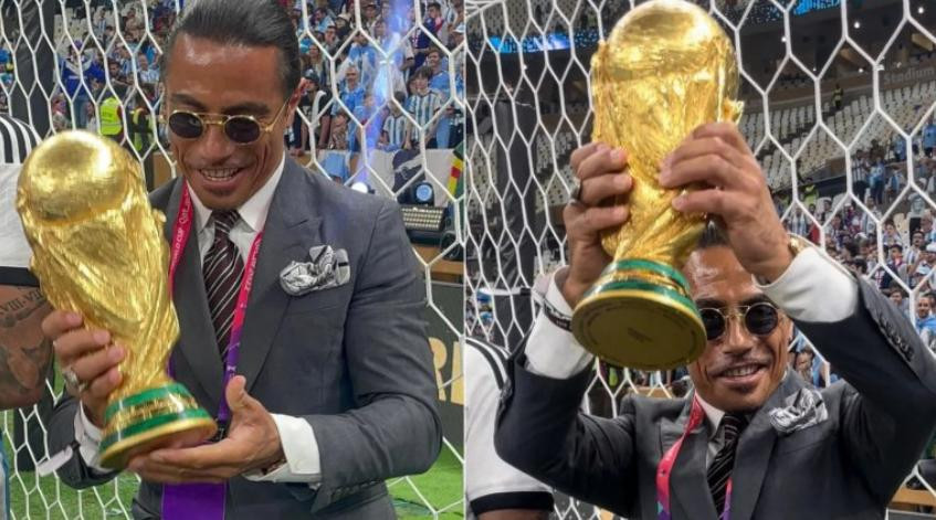 Salt Bae con la Copa del Mundo. Foto: NA.