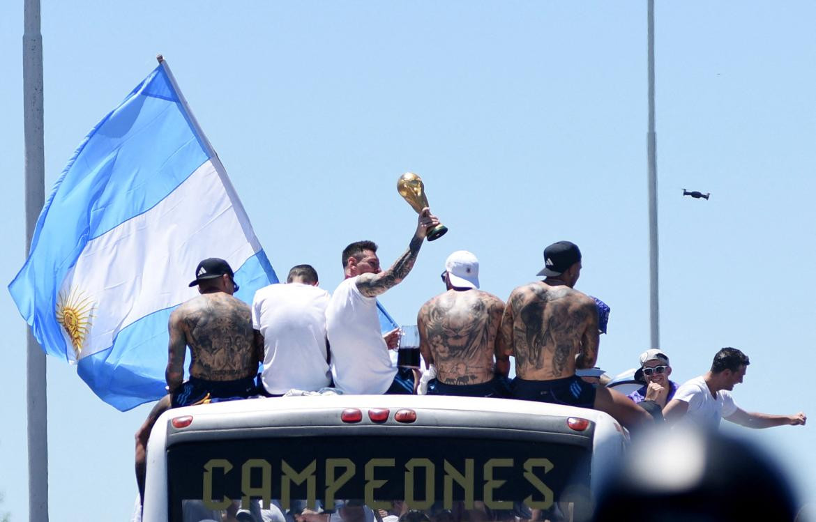 Festejos por Argentina campeón del mundo en Qatar 2022. Foto: REUTERS.