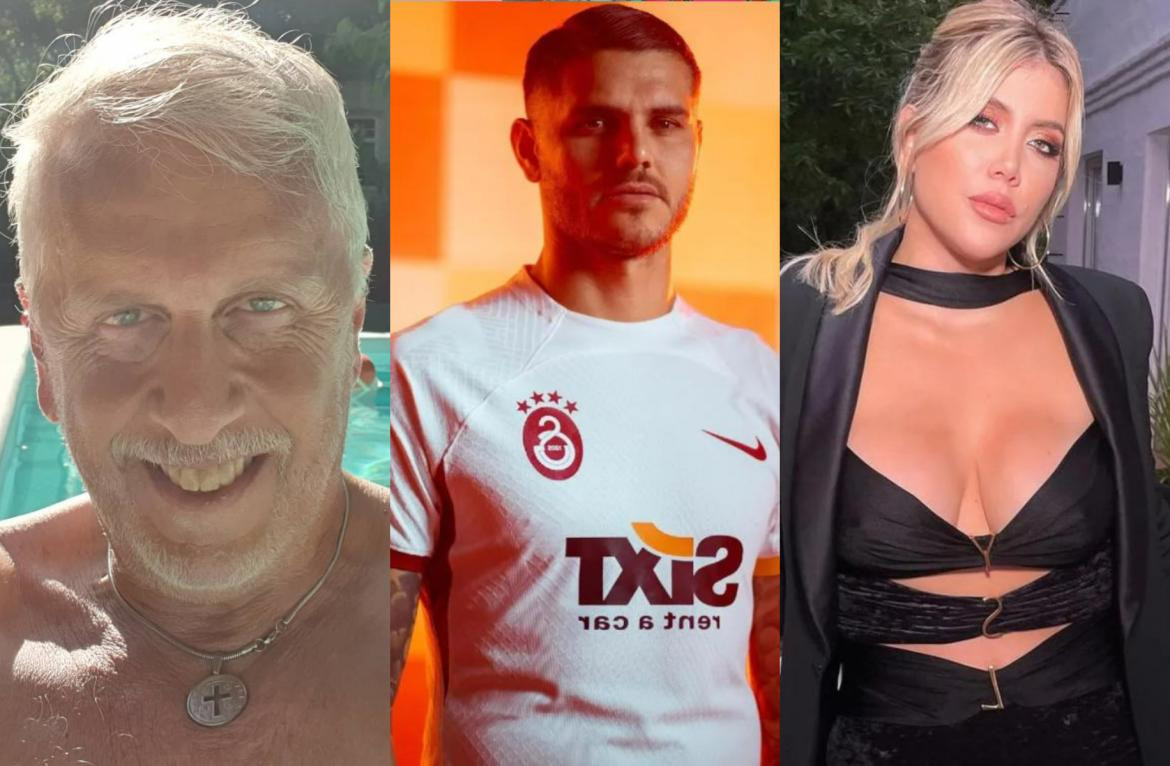 Andrés Nara, Mauro Icardi y Wanda Nara. Fotos: Instagram.