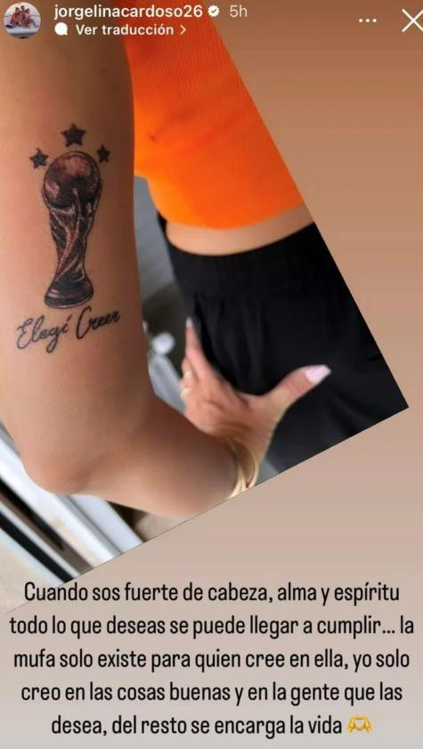 El tatuaje de Jorgelina Cardoso. Foto: Instagram.