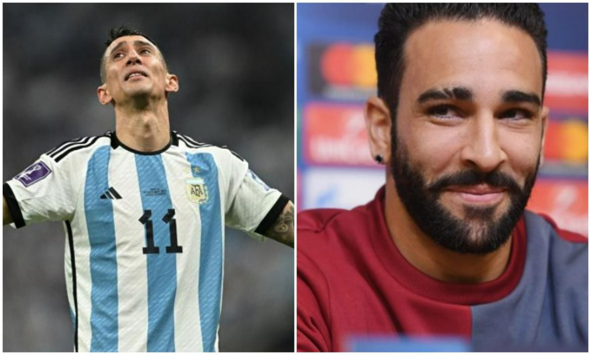 Di María y Adil Rami. Fotos: NA.