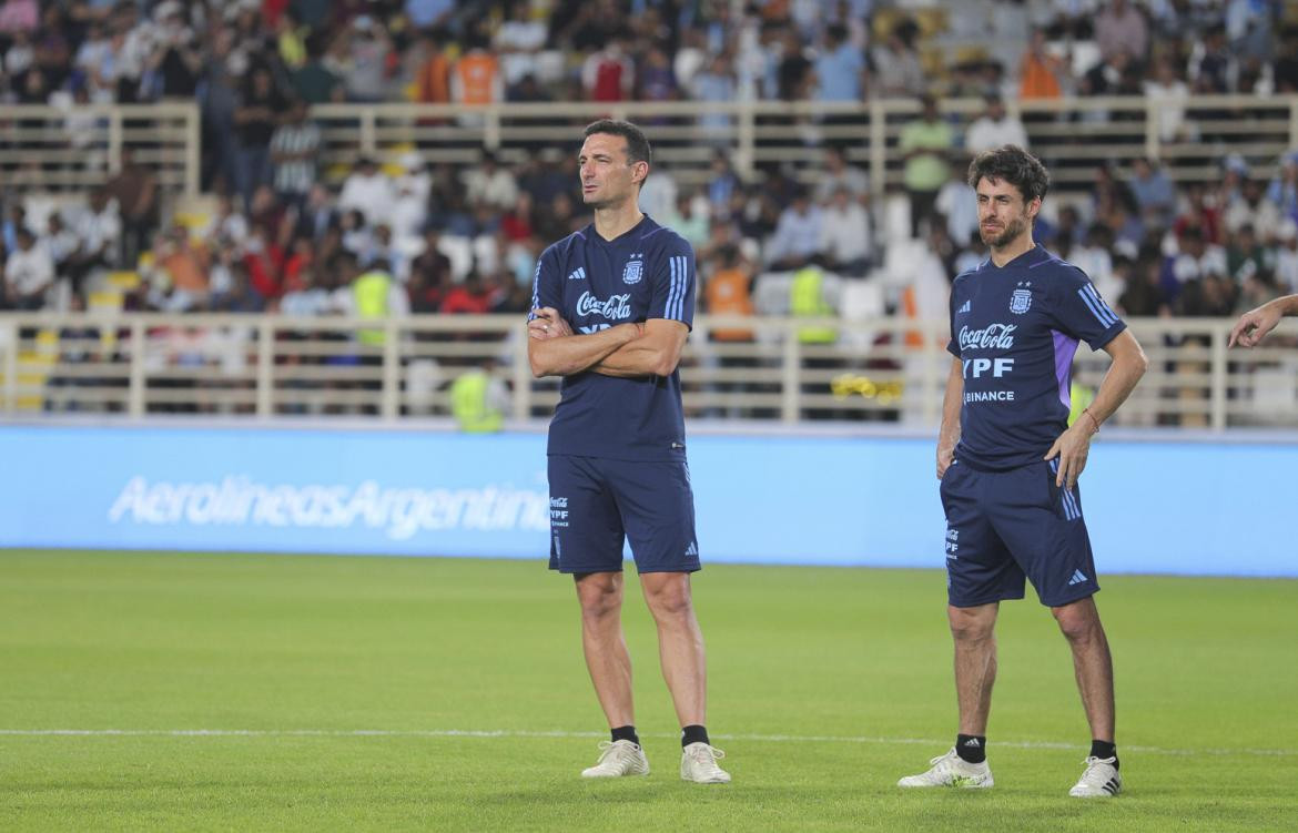 Lionel Scaloni y Pablo Aimar; Qatar. Foto: NA.