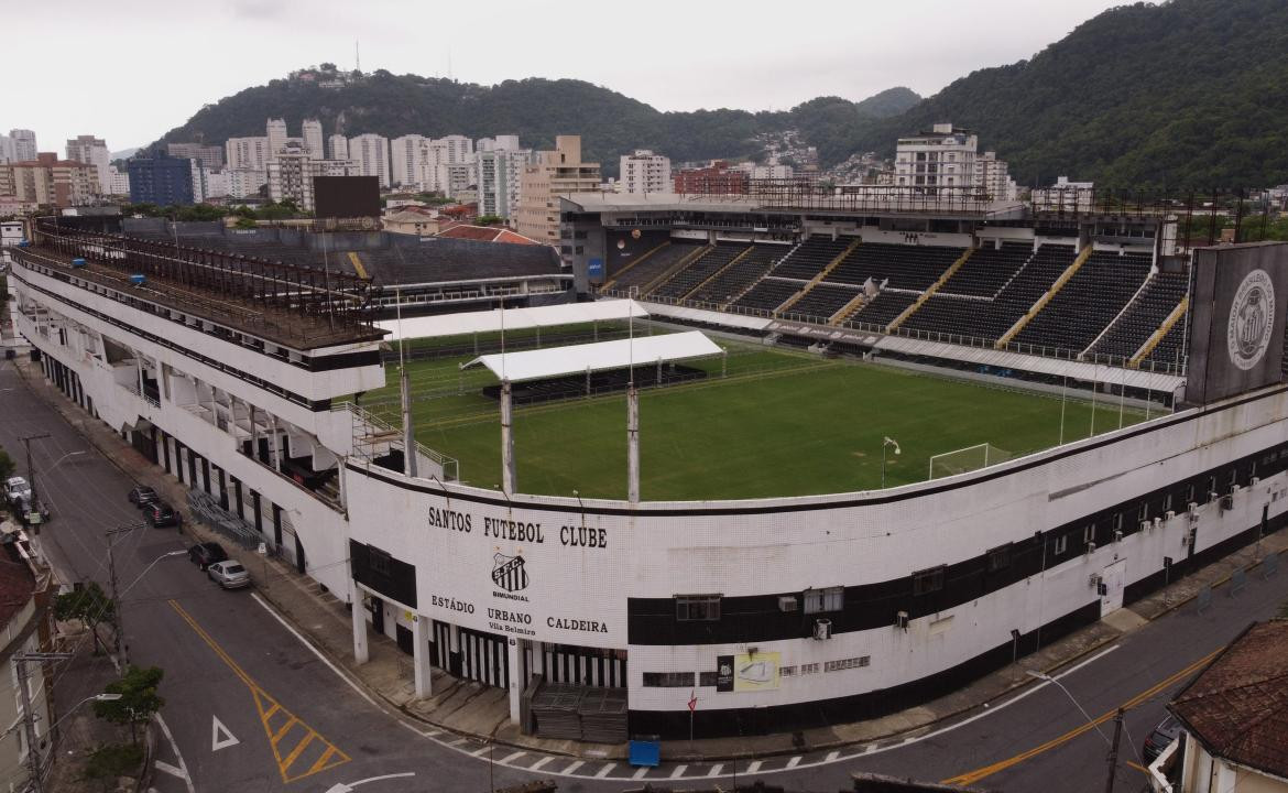 El estadio Urbano Caldeira; Santos FC. Foto: Télam.