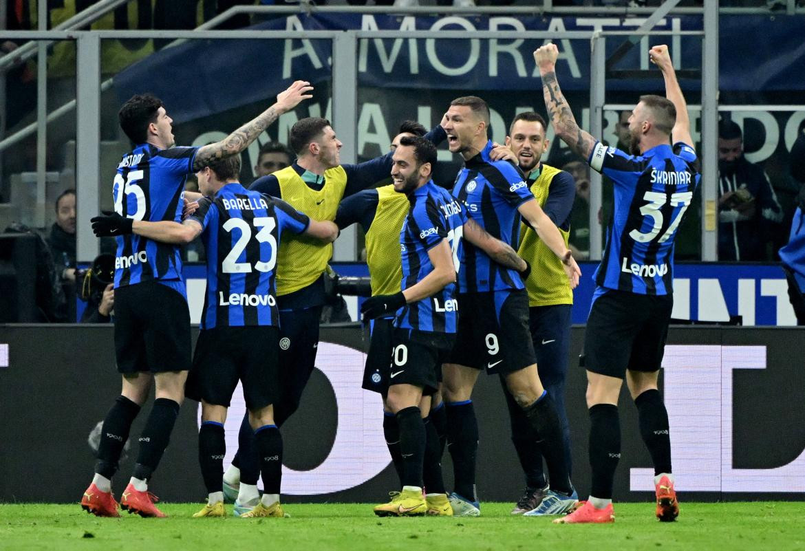 Festejo del Inter ante el Napoli por la Serie A. Foto: REUTERS.