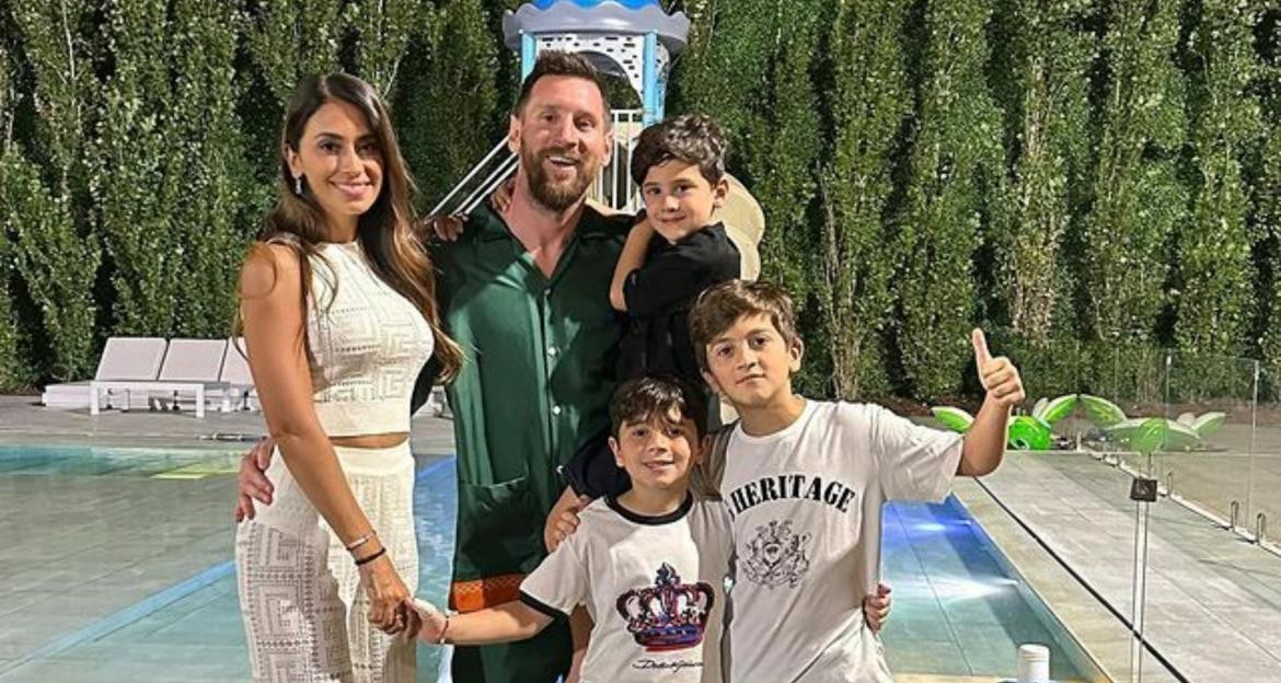 Roccuzzo, Messi y sus hijos. Foto: Instagram/antonelaroccuzzo