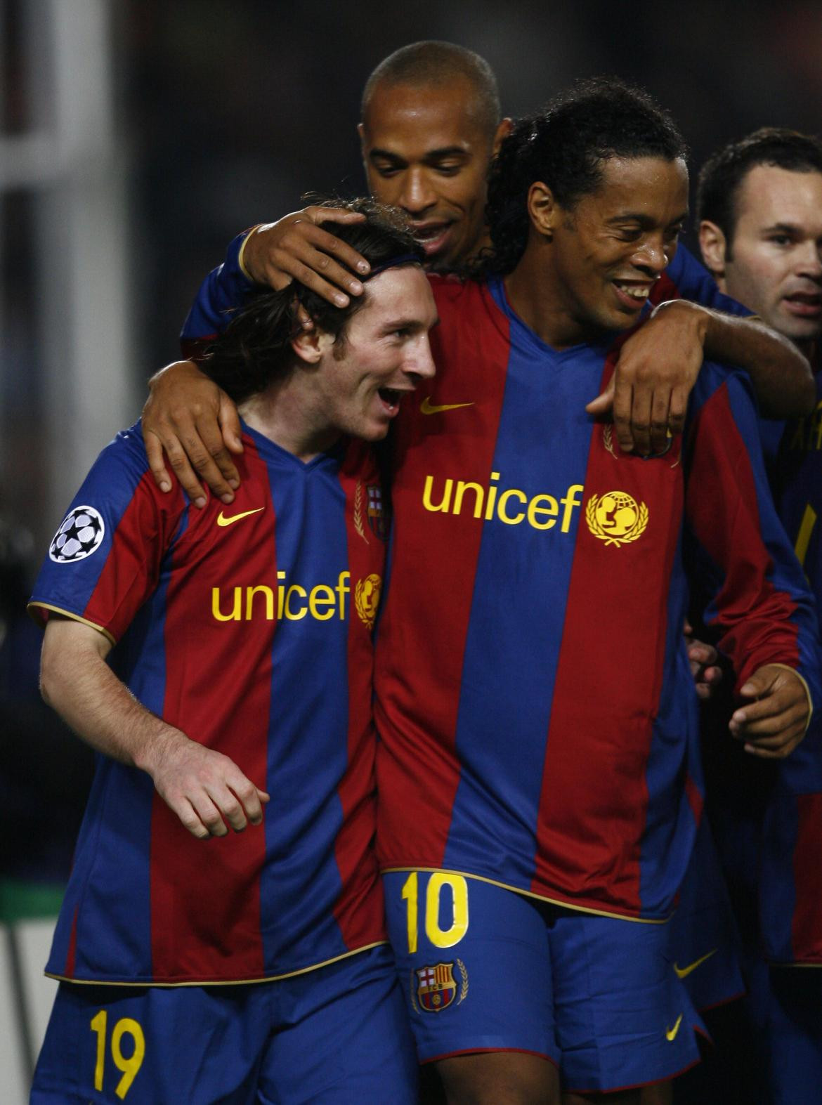 Messi, Henry y Ronaldinho. Foto: NA.
