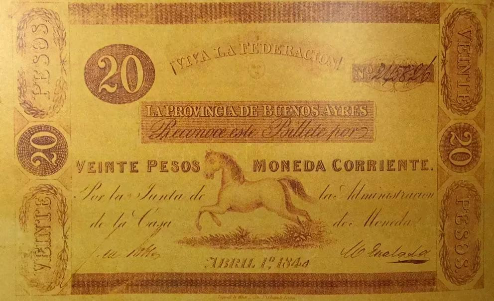 Durante el gobierno de Rosas, se imprimieron billetes con dibujos de animales