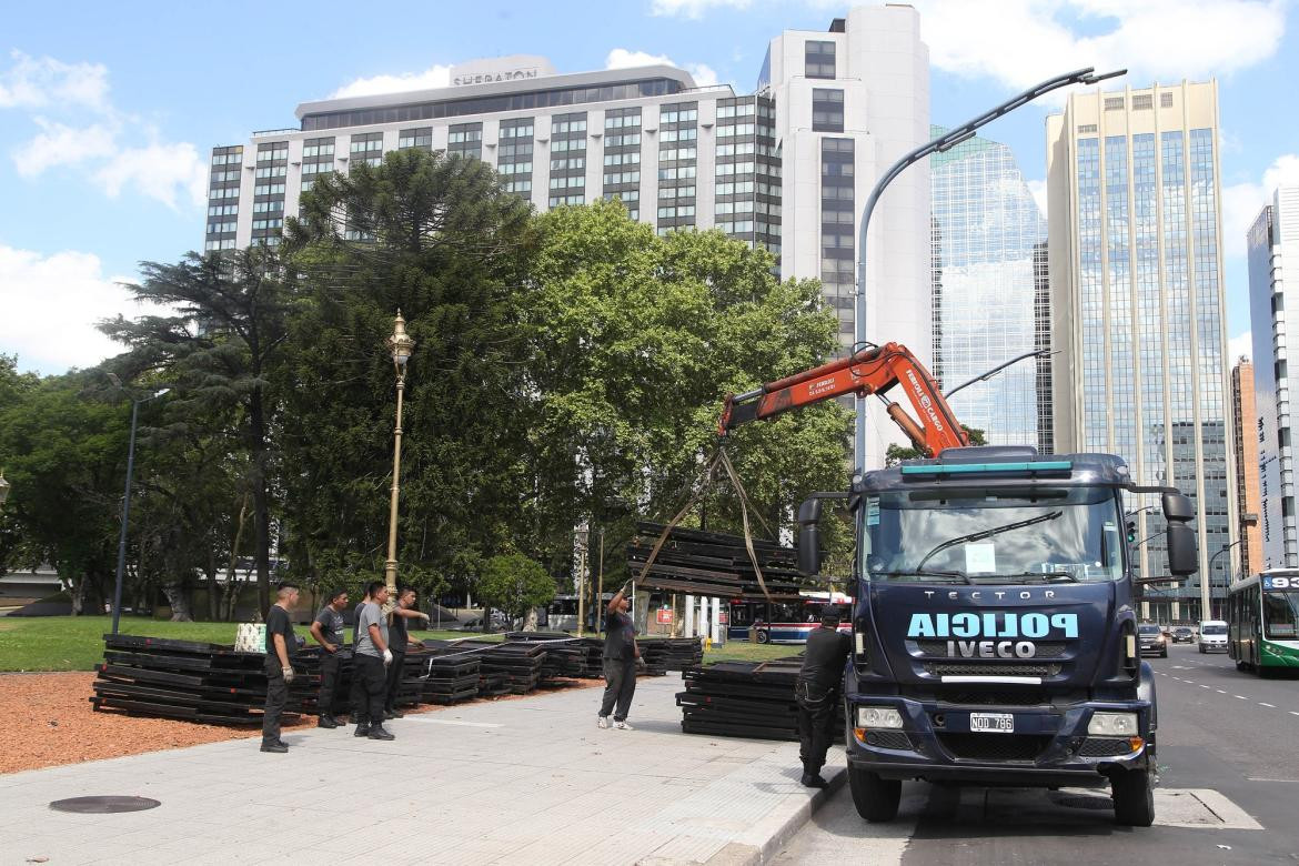 Organización del operativo de seguridad en el Sheraton. Foto: NA