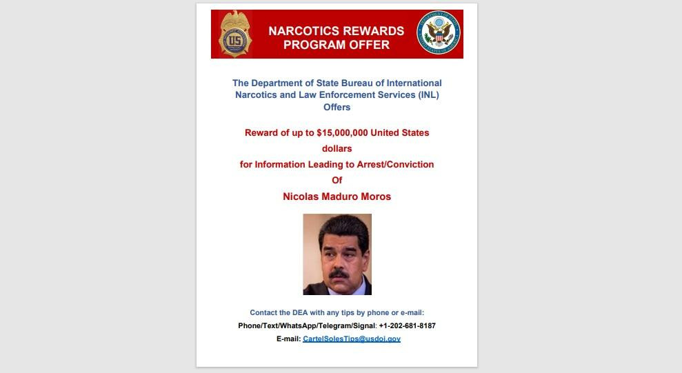 Recompensa de USD15 millones de EE.UU. por su captura internacional