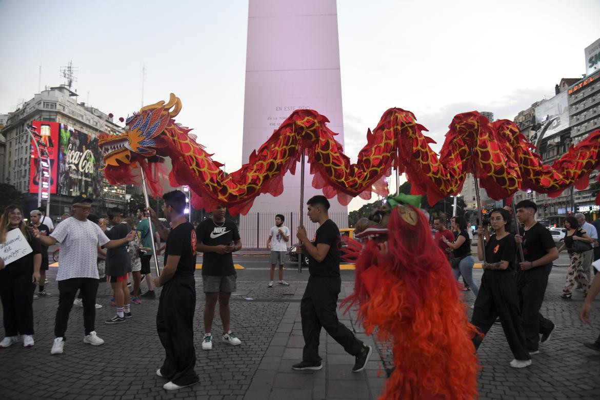 Dragón rojo; Año Nuevo chino. Foto: Télam.