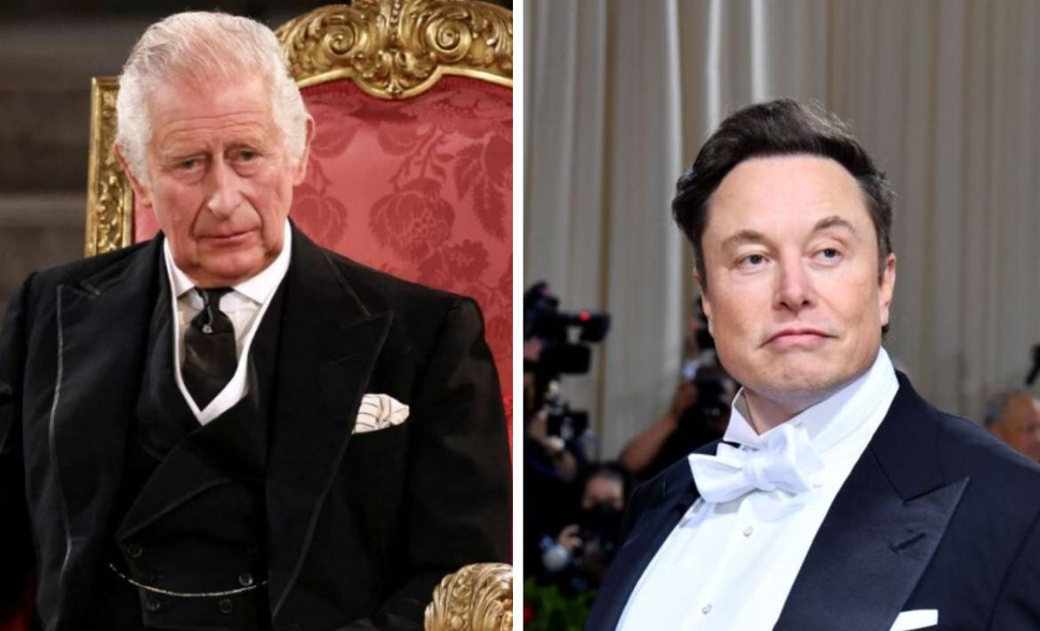 Carlos III y Elon Musk, conflicto con Twitter. Fotos: REUTERS