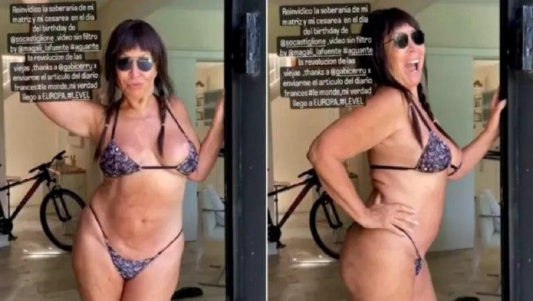 Moria Casán bailó en bikini. Foto: NA.