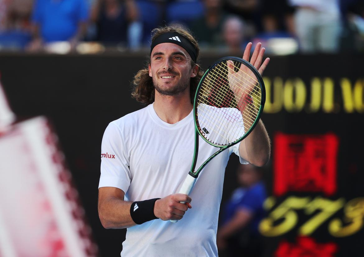 Stefanos Tsitsipas en el Abierto de Australia. Foto: EFE.