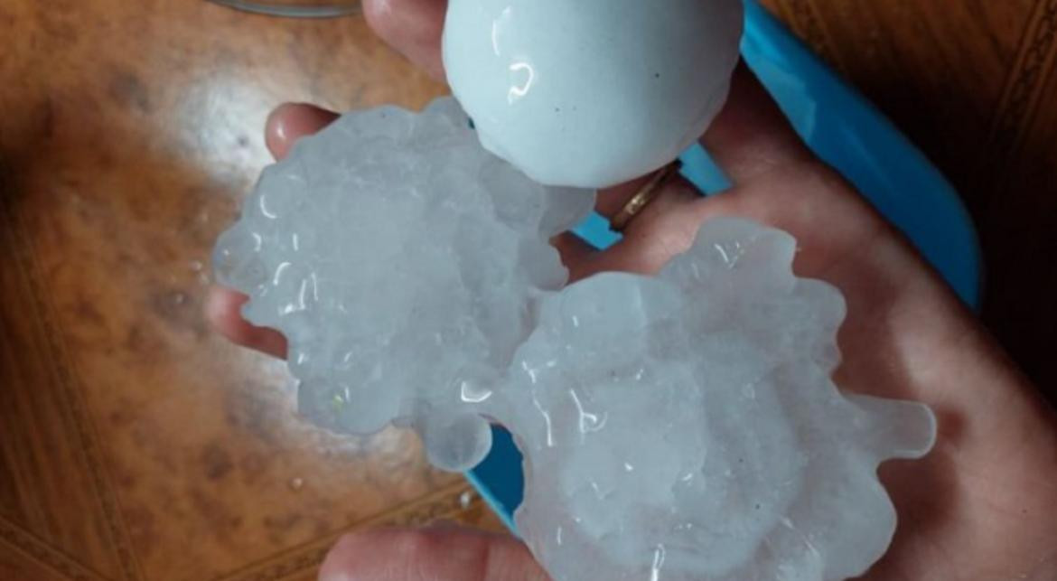 Fuerte caída de granizo en San Luis. Foto: NA