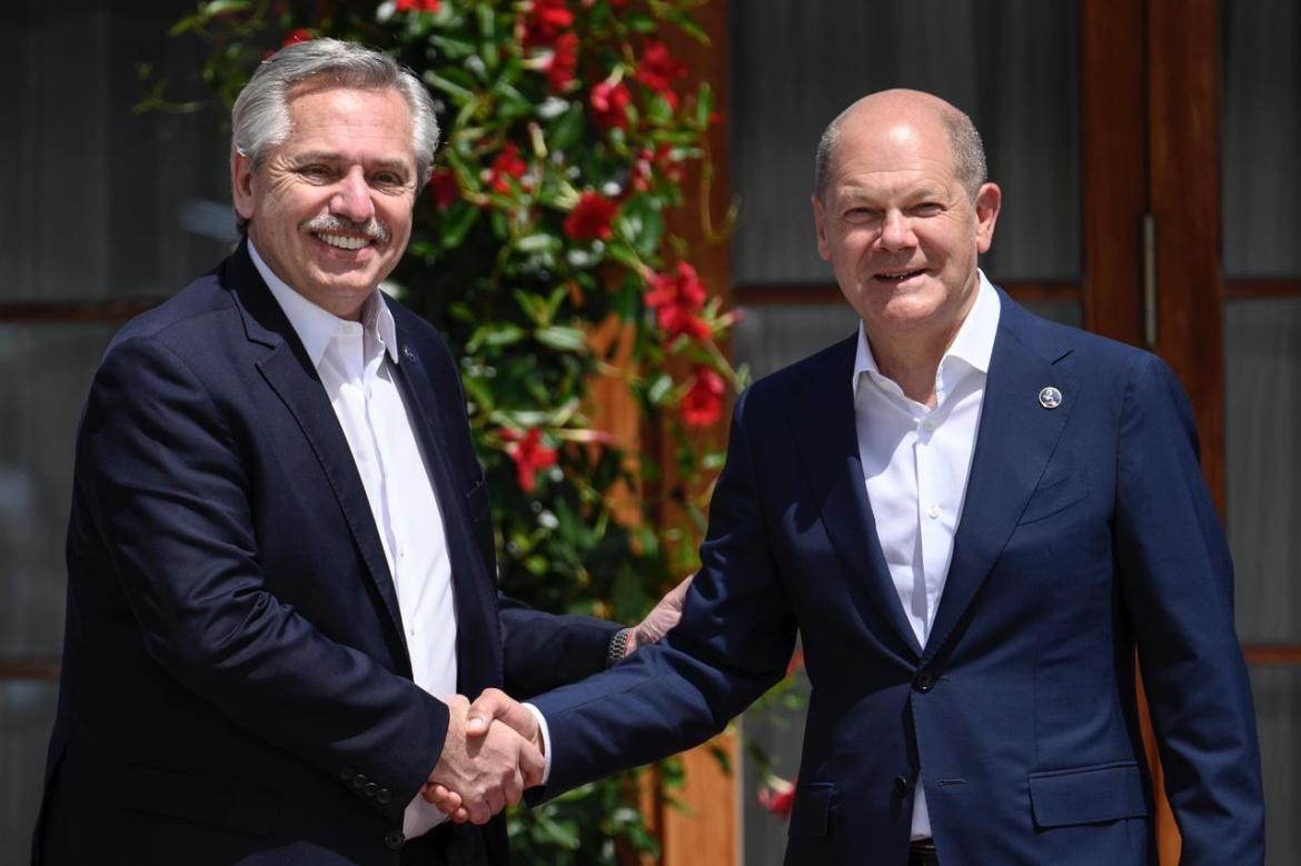 Alberto Fernández y Olaf Scholz. Foto: NA.