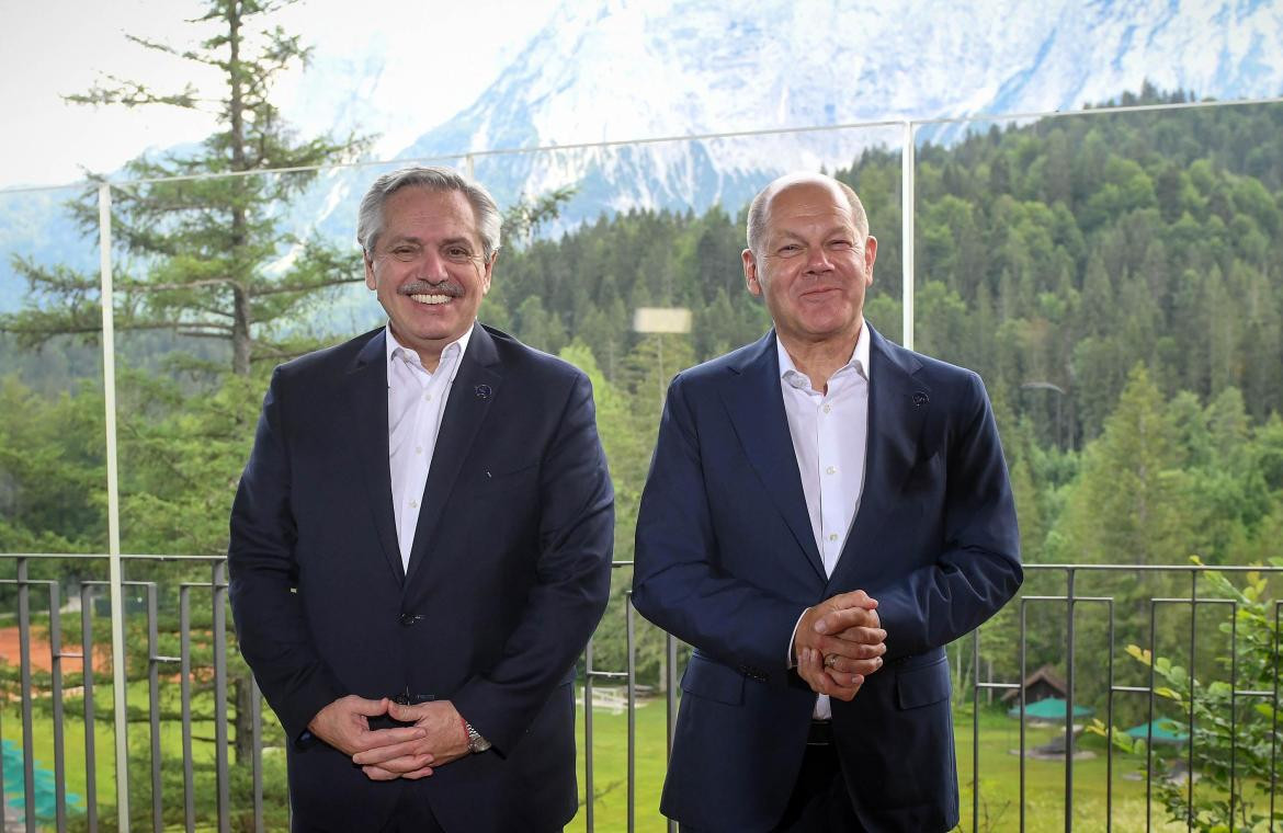 Alberto Fernández y Olaf Scholz en Argentina. Foto: NA.