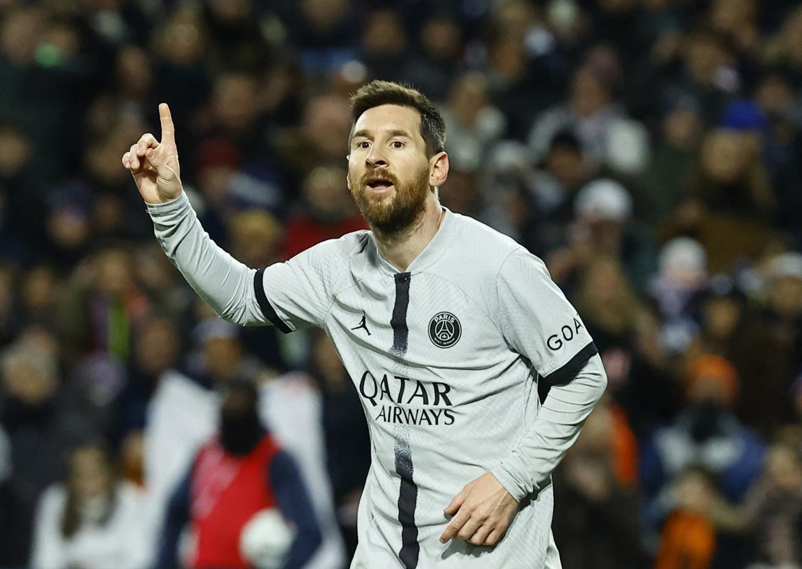 Festejo de Lionel Messi para el PSG ante el Montpellier por la Liga 1. Foto: REUTERS.