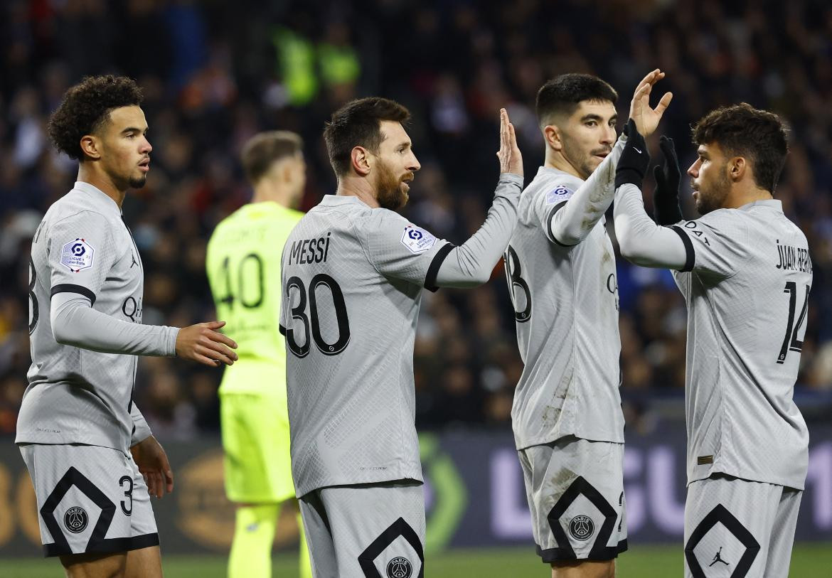 Festejo de Lionel Messi para el PSG ante el Montpellier por la Liga 1. Foto: REUTERS.