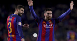 Lionel Messi y Piqué; Barcelona. Foto: NA.