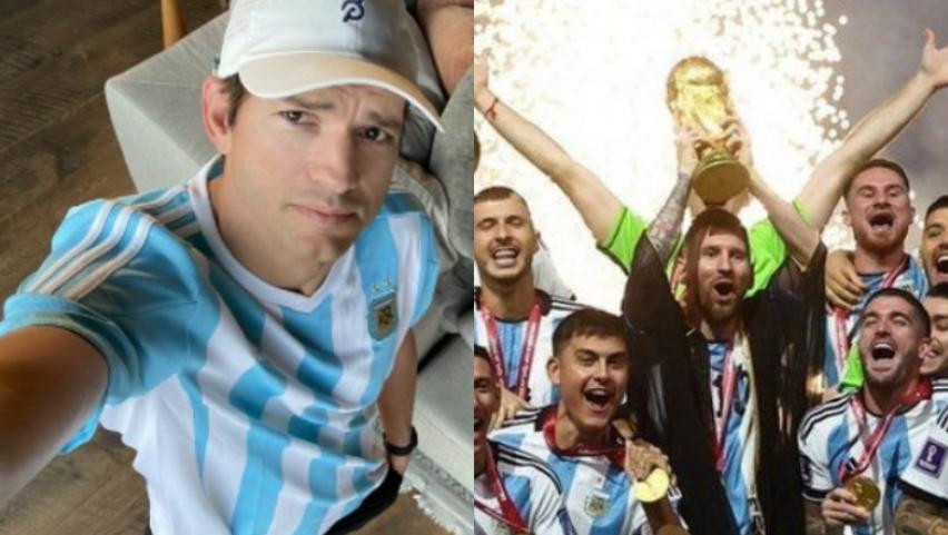 Ashton Kutcher y la Selección argentina. Foto: NA.