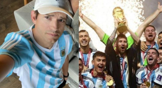 Ashton Kutcher y la Selección argentina. Foto: NA.